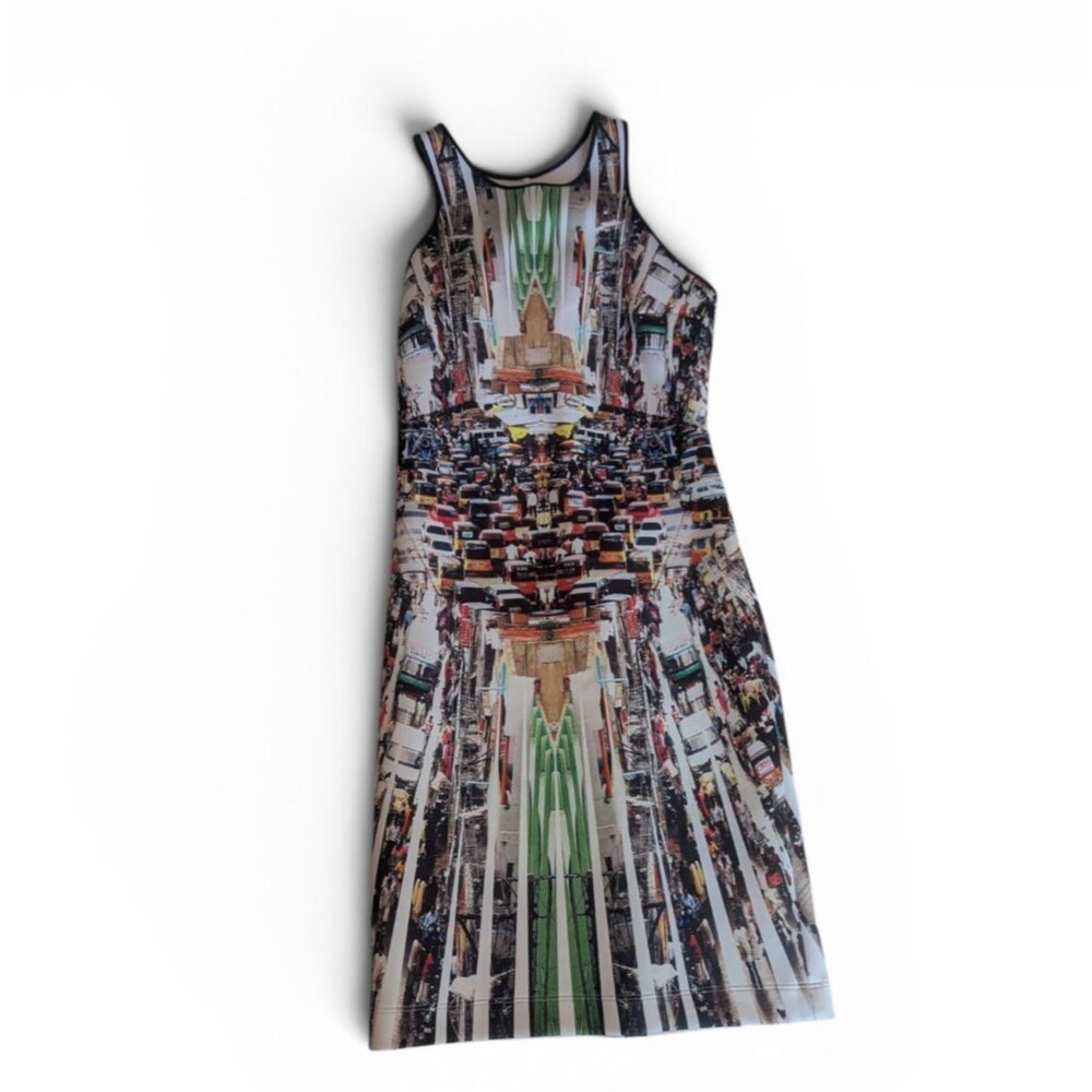 Clover Canyon Sheath Dress City Kaleidoscope Print Scuba Neoprene Size XS